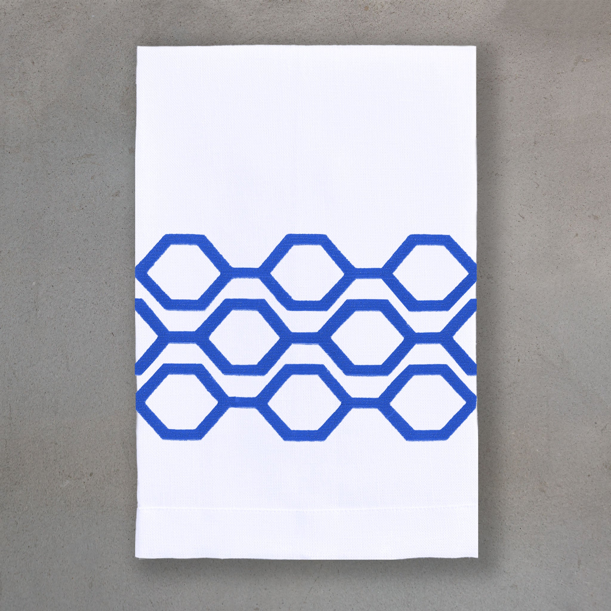 Honeycomb True Blue | White Linen