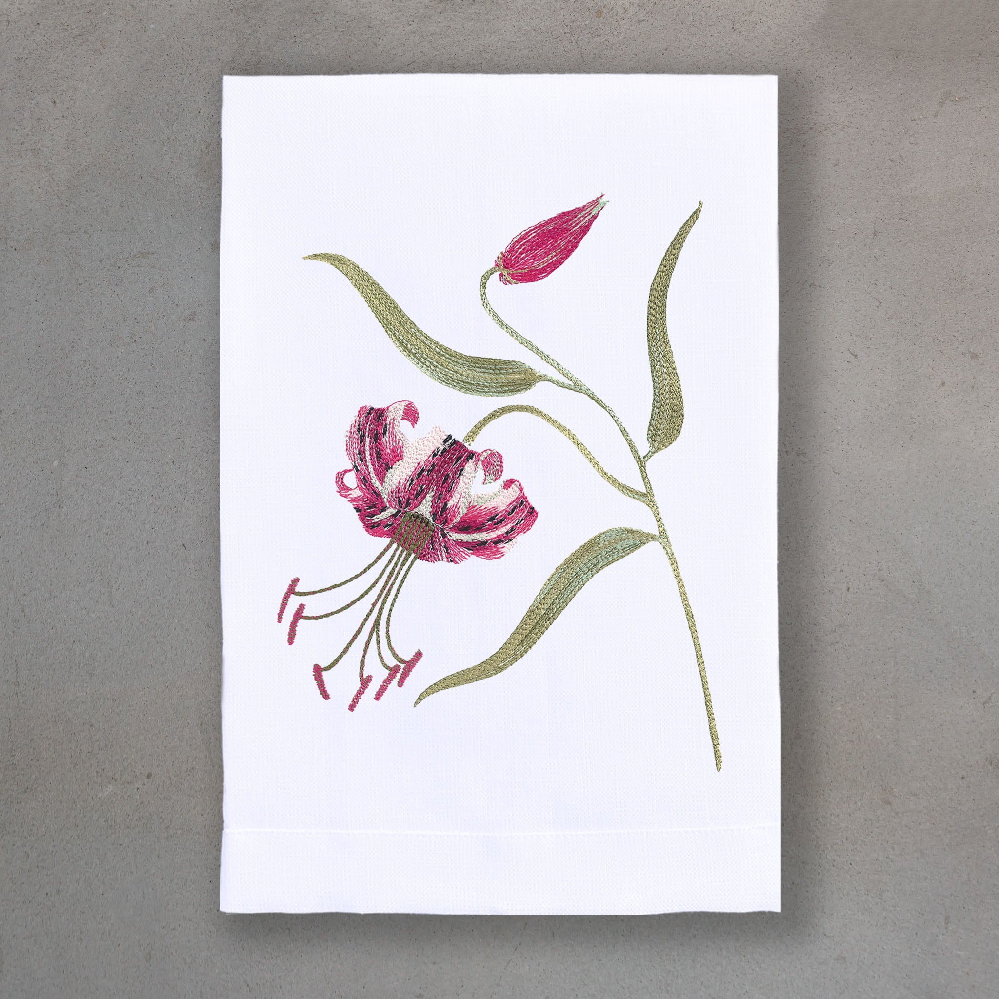 Tiger Lily Pink | White Linen