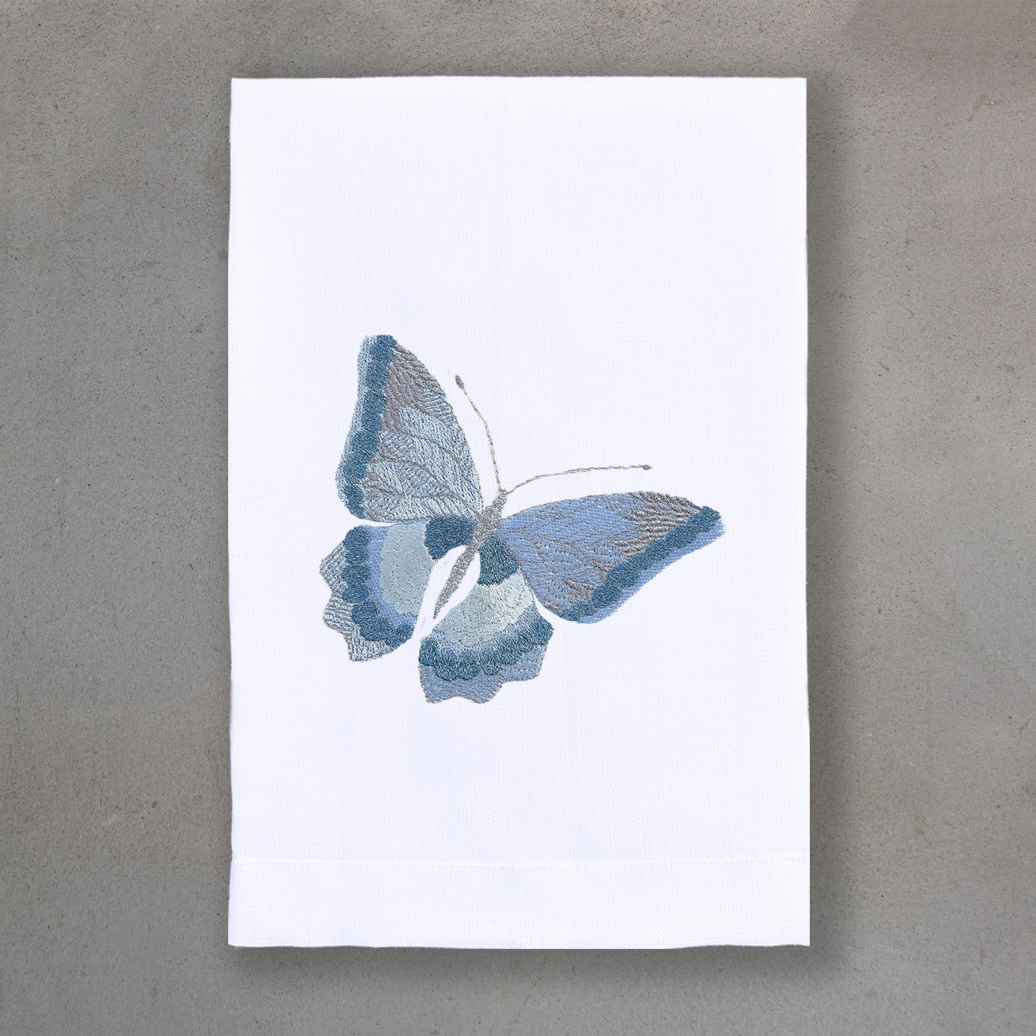 Trop Bfly Blue | White Linen