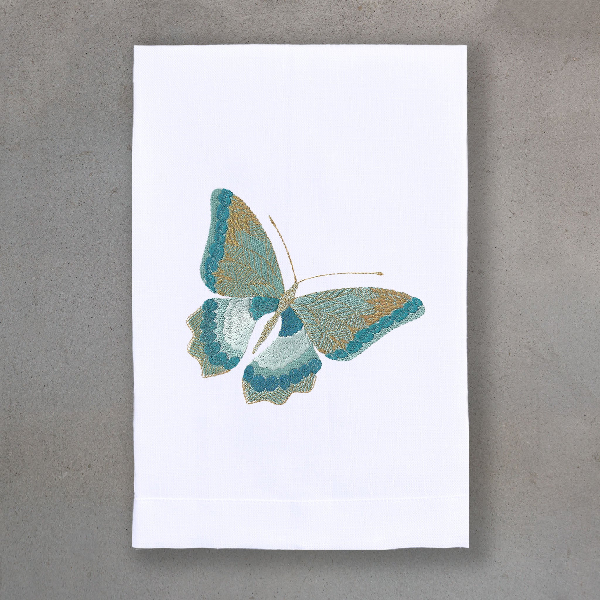 Trop Bfly Emerald | White Linen