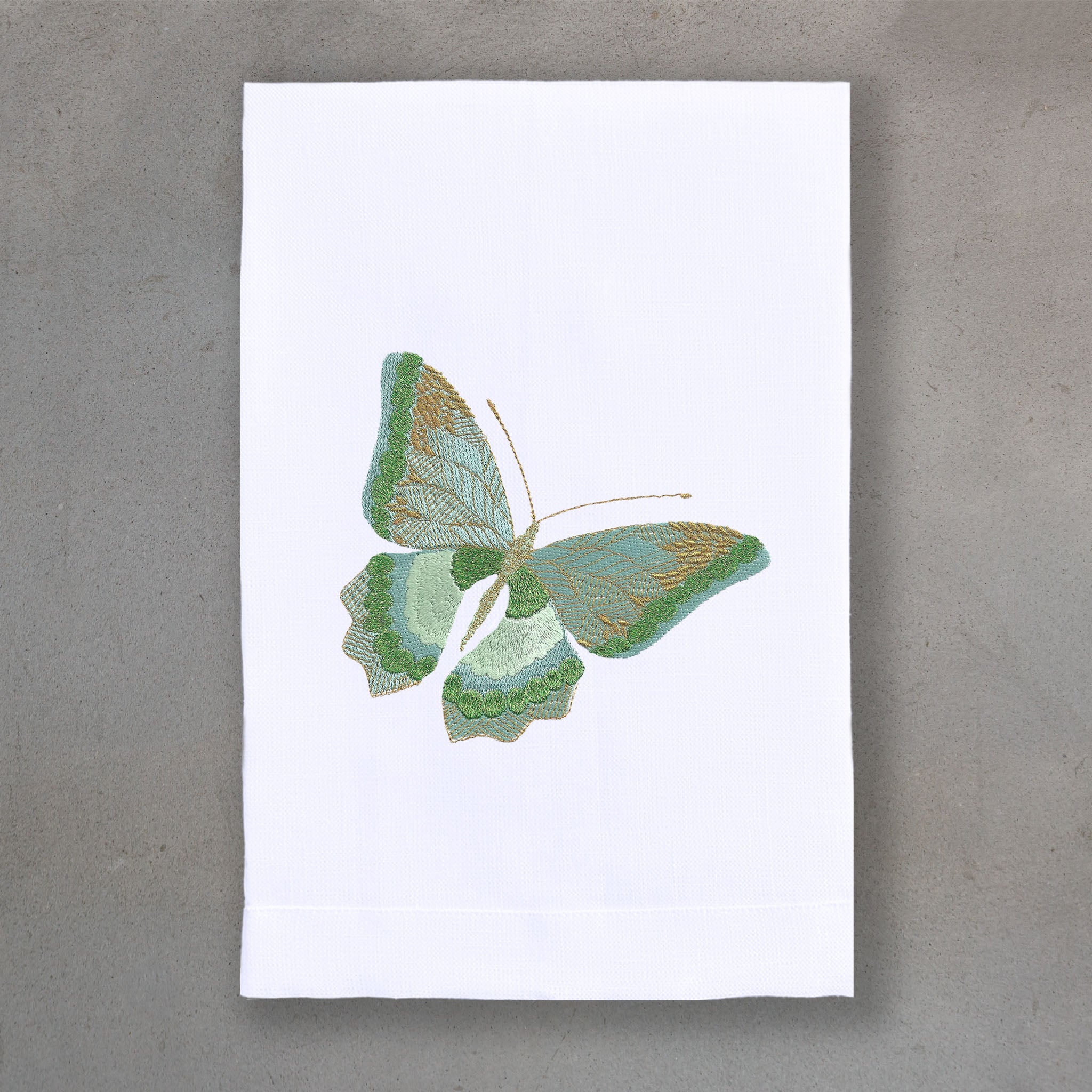 Trop Bfly Green | White Linen